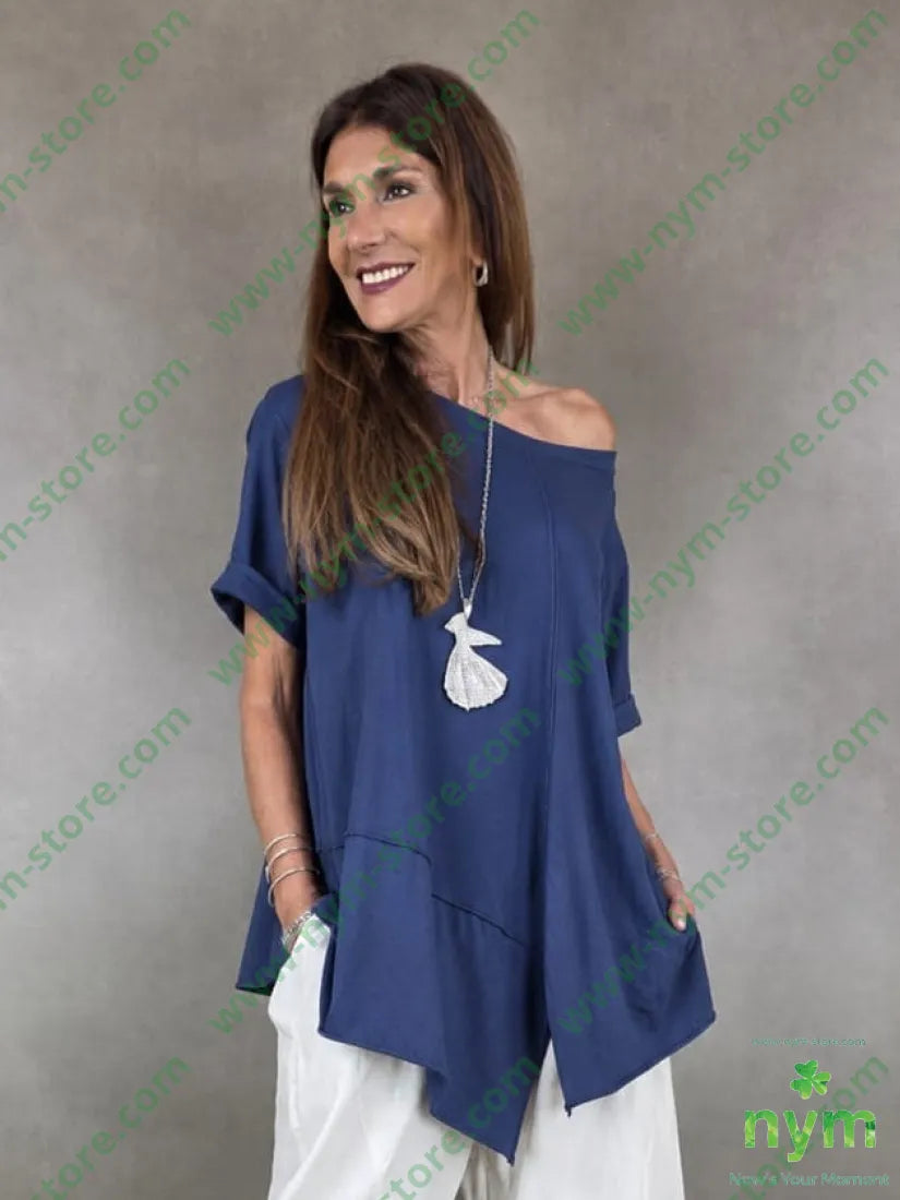 tshirt trapezio lunga taglio davanti 100co - U / BLU / PE26 - TSHIRT