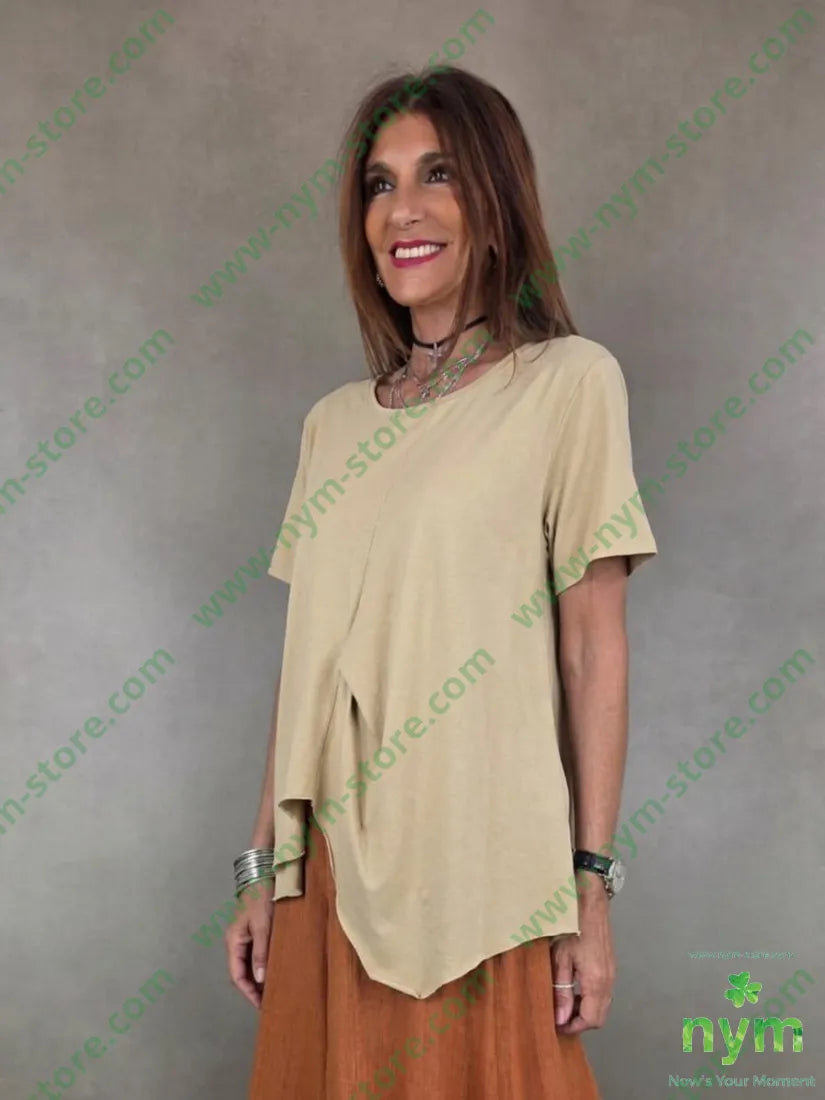 tshirt trapezio piccola piega 95co5ea - U / CAMMELLO / PE26 - TSHIRT
