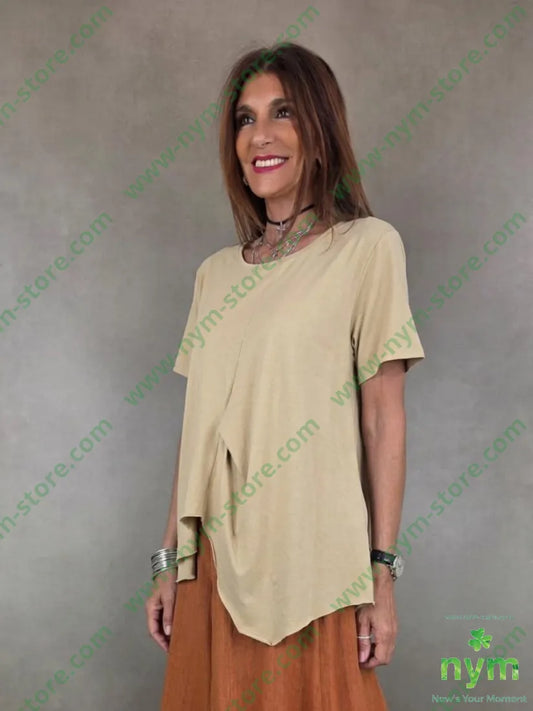 tshirt trapezio piccola piega 95co5ea - U / CAMMELLO / PE26 - TSHIRT