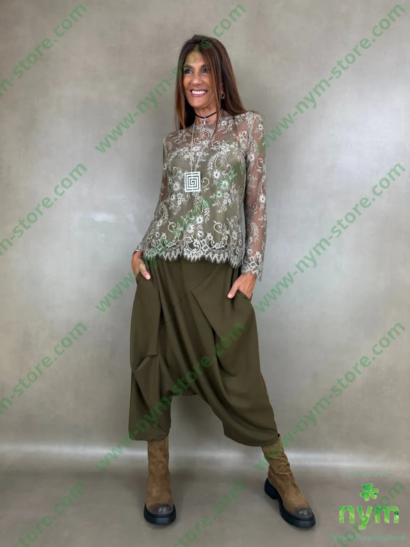 tshirt tutta pizzo lunga 100pl - U / OLIVA / AI26 - TSHIRT