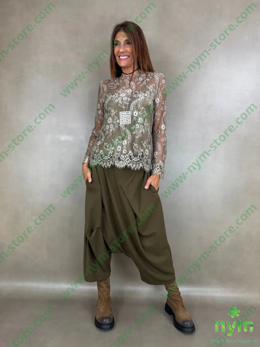 tshirt tutta pizzo lunga 100pl - U / OLIVA / AI26 - TSHIRT
