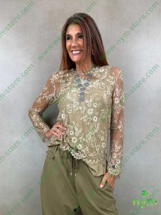 tshirt tutta pizzo lunga 100pl - U / OLIVA / AI26 - TSHIRT