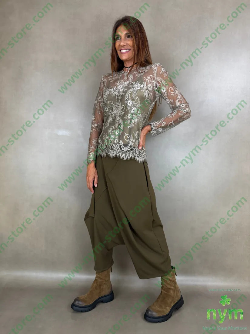 tshirt tutta pizzo lunga 100pl - U / OLIVA / AI26 - TSHIRT