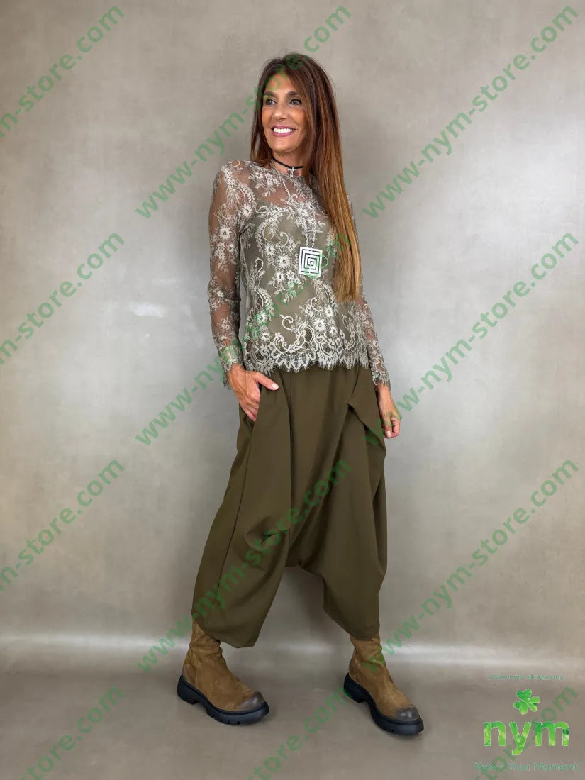 tshirt tutta pizzo lunga 100pl - U / OLIVA / AI26 - TSHIRT