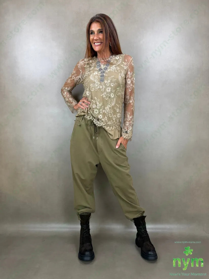 tshirt tutta pizzo lunga 100pl - U / OLIVA / AI26 - TSHIRT