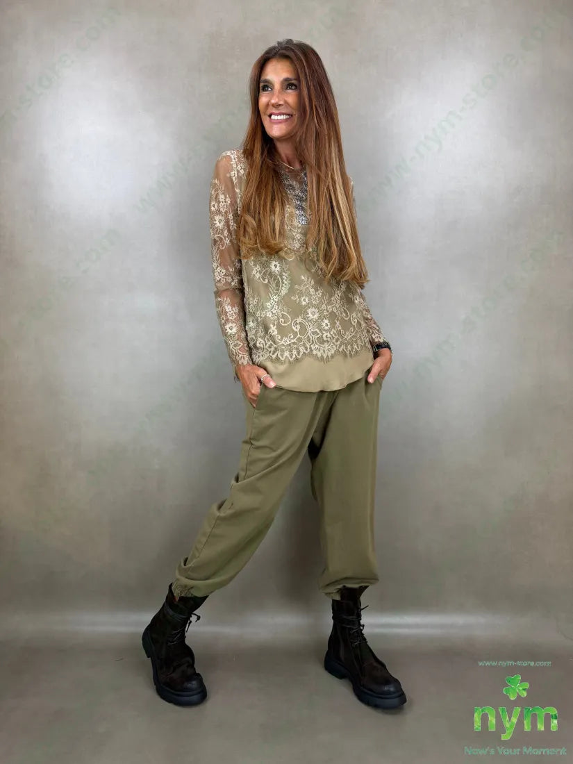 tshirt tutta pizzo lunga 100pl - U / OLIVA / AI26 - TSHIRT