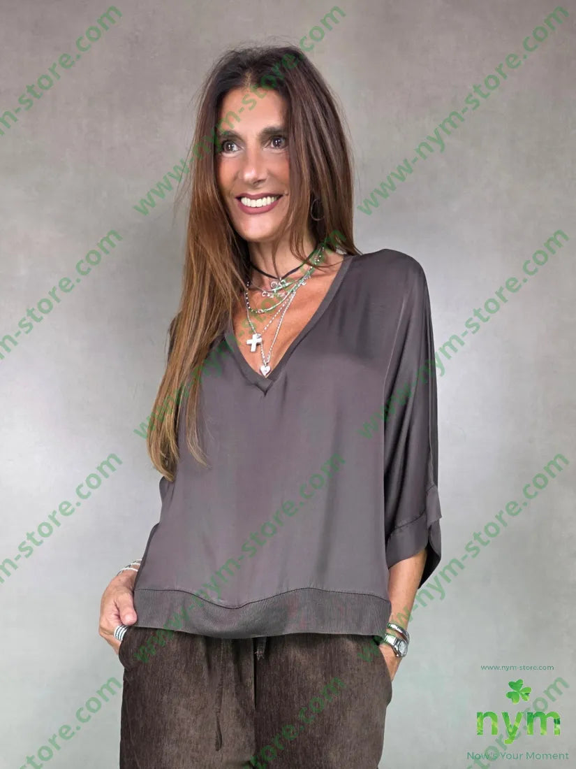 tunica bordi costina 100vi U / MARRONE / AI25 CAMICIA