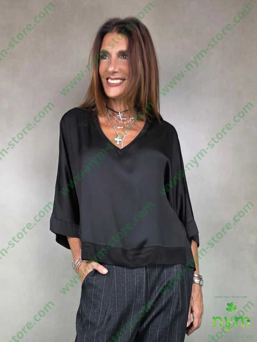 tunica bordi costina 100vi U / NERO / AI25 CAMICIA