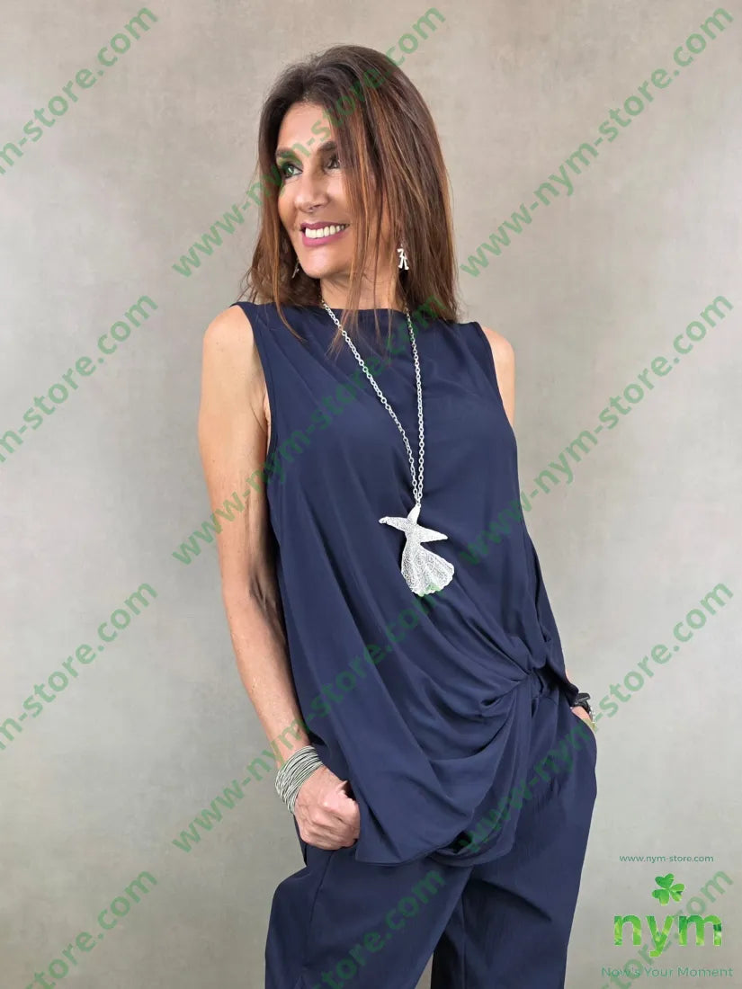 tunica bottoni dto e drappeggio 73vi27pl - U / BLU / PE26 - CAMICIA