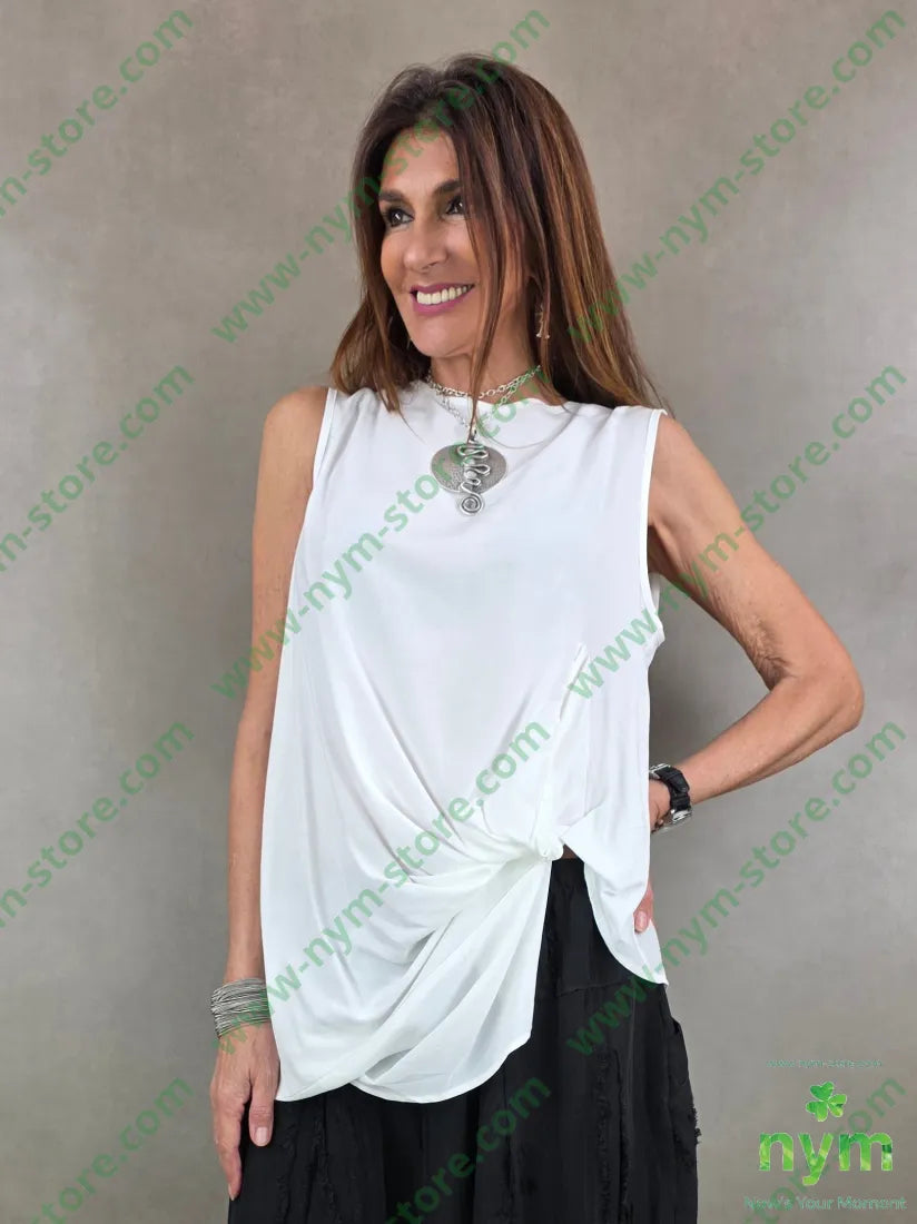 tunica bottoni dto e drappeggio 73vi27pl - U / PANNA / PE26 - CAMICIA