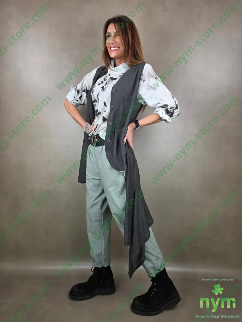 tunica collo ciambella misto seta 80vi20se U / ACQUA / PE26 CAMICIA