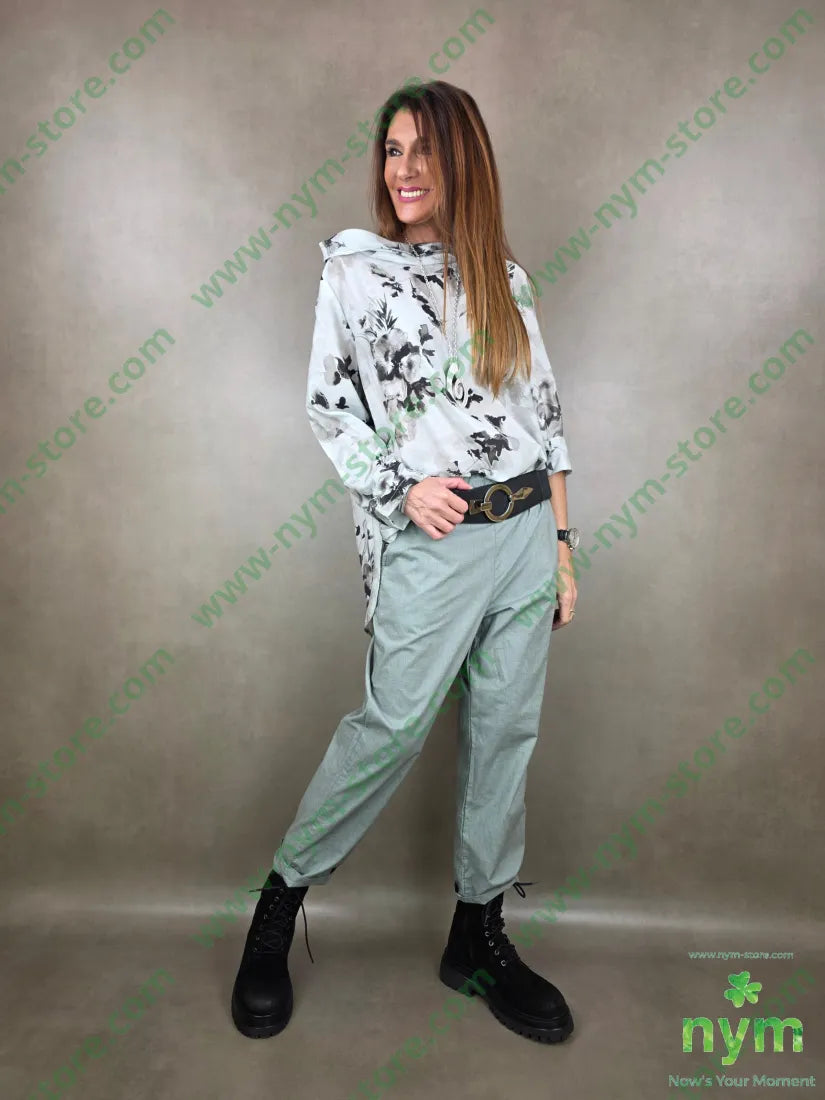 tunica collo ciambella misto seta 80vi20se U / ACQUA / PE26 CAMICIA