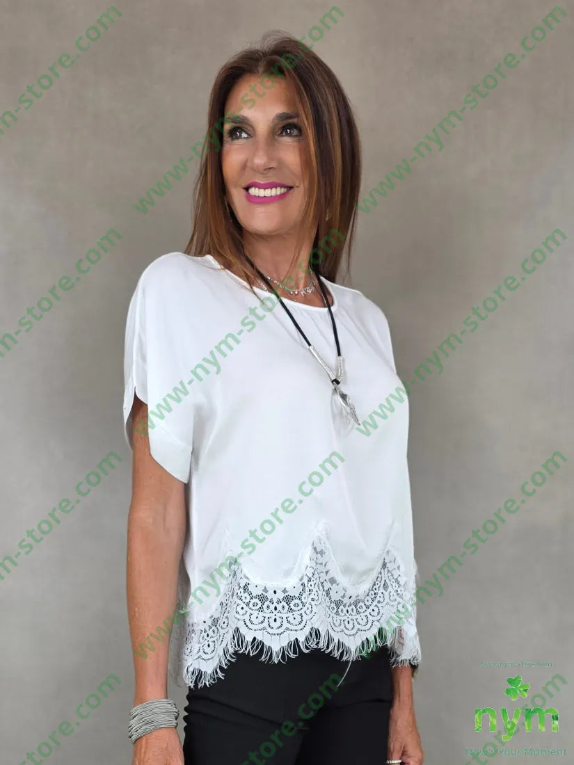 tunica di viscosa pizzo onda 100vi - U / BIANCO / PE26 - CAMICIA