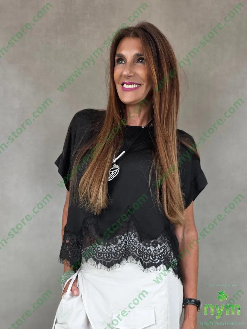 tunica di viscosa pizzo onda 100vi - U / NERO / PE26 - CAMICIA