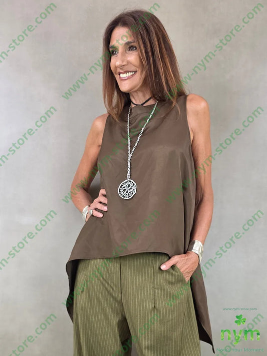 tunica di viscosa scollata dietro 77vi23li - U / MARRONE / AI26 - CAMICIA
