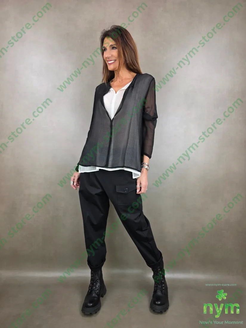 tunica due tessuti scollo profondo t1100vit2100pl U / NERO / PE26 CAMICIA