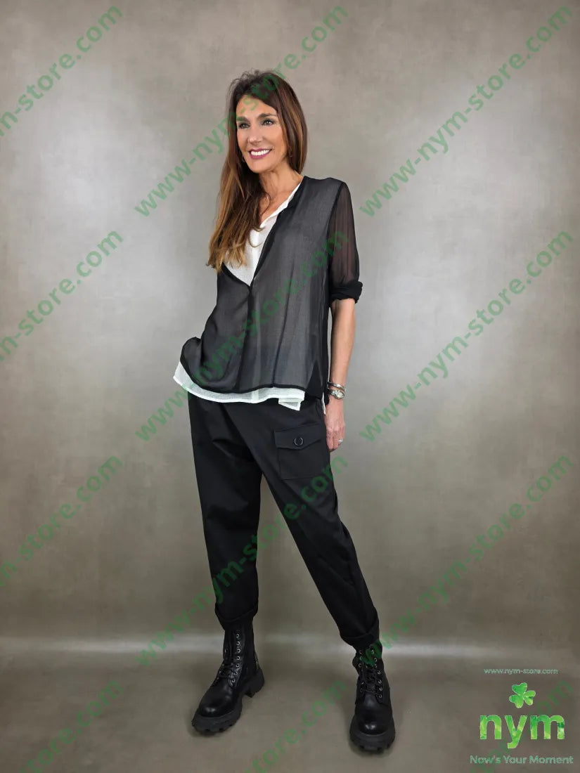 tunica due tessuti scollo profondo t1100vit2100pl U / NERO / PE26 CAMICIA