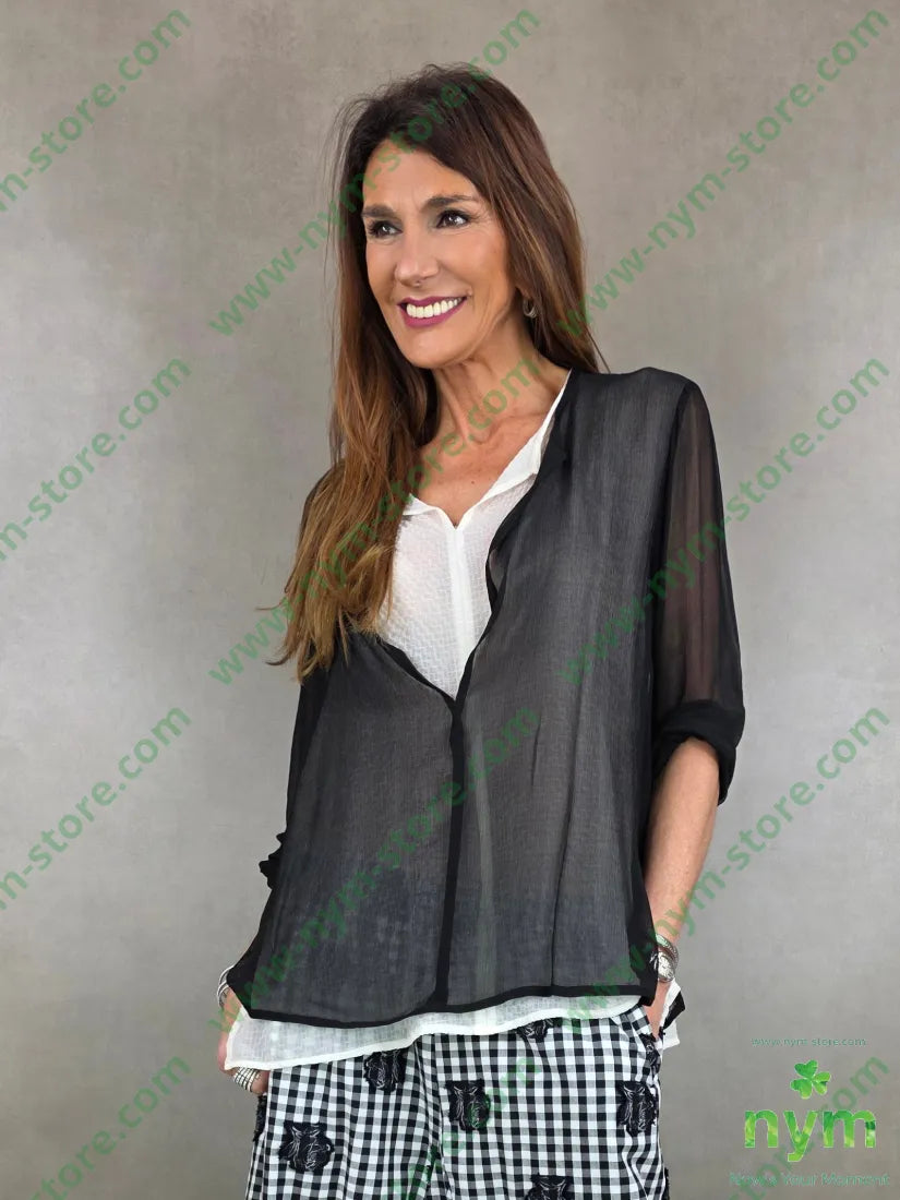 tunica due tessuti scollo profondo t1100vit2100pl U / NERO / PE26 CAMICIA