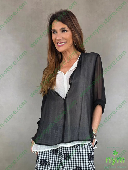 tunica due tessuti scollo profondo t1100vit2100pl U / NERO / PE26 CAMICIA