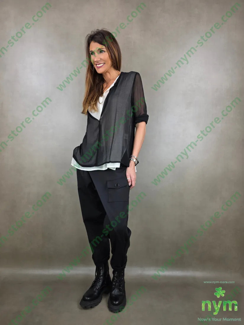 tunica due tessuti scollo profondo t1100vit2100pl U / NERO / PE26 CAMICIA