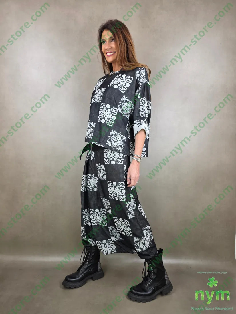 tunica fantasia tessuto fiammato 100co U / NERO / PE26 CAMICIA