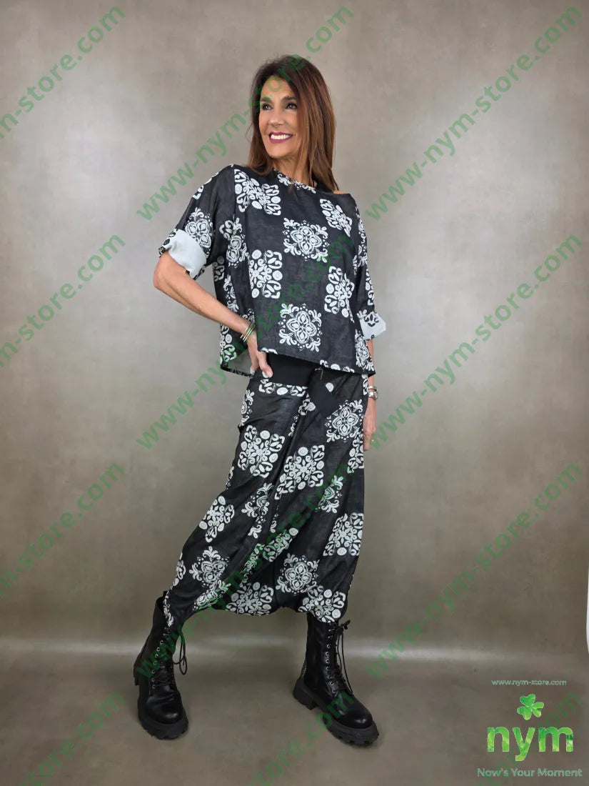 tunica fantasia tessuto fiammato 100co U / NERO / PE26 CAMICIA