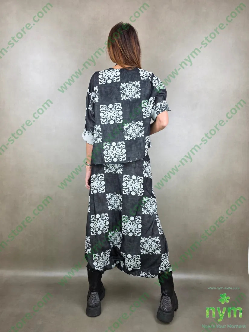 tunica fantasia tessuto fiammato 100co U / NERO / PE26 CAMICIA