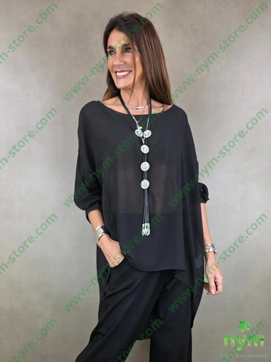 tunica georgette over 100pl U / NERO / PE26 CAMICIA