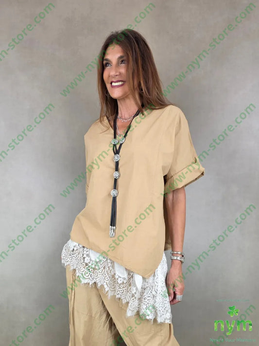 tunica leggerissima asimmetrica 98co2ea - U / CAMMELLO / PE26 - CAMICIA