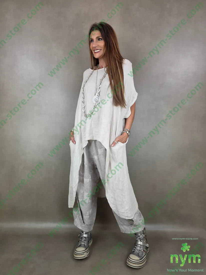 tunica lino lunghissima dietro 100li - U / SABBIA / PE26 - CAMICIA