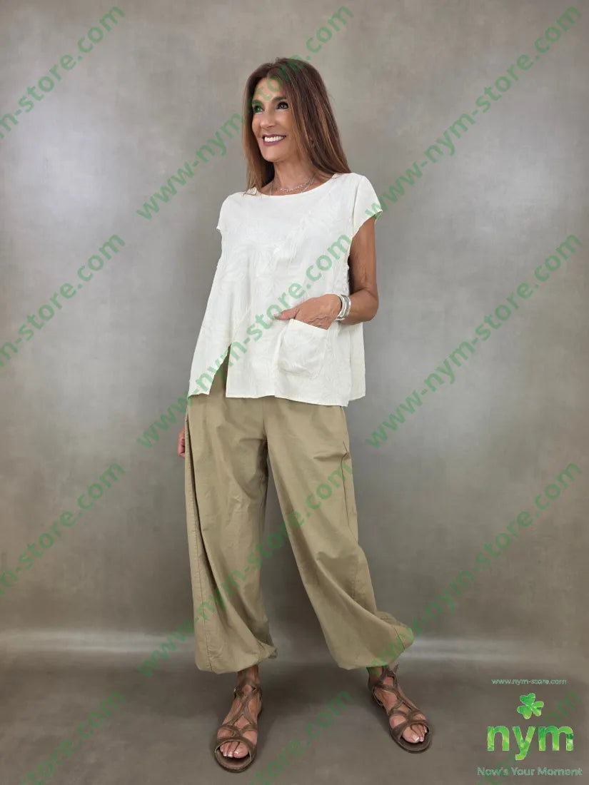 tunica manica aletta jacquard 65c017vi18li - U / SABBIA / PE26 - CAMICIA