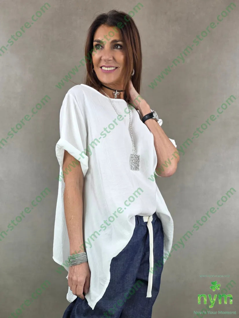 tunica manica corta due punte 84vi16pa U / PANNA / PE26 CAMICIA
