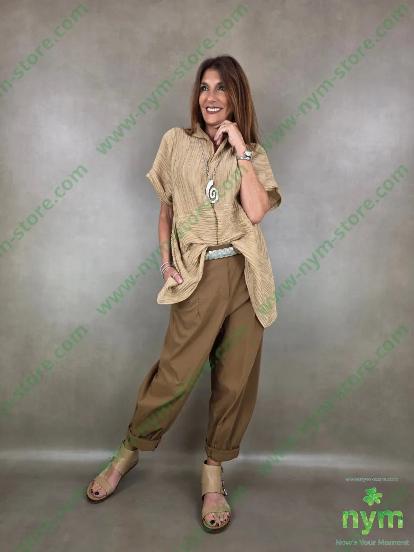 tunica micro plisse collo kaftano 81ly19ny - CAMICIA