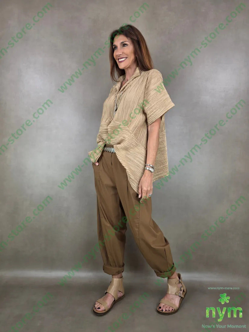 tunica micro plisse collo kaftano 81ly19ny - CAMICIA
