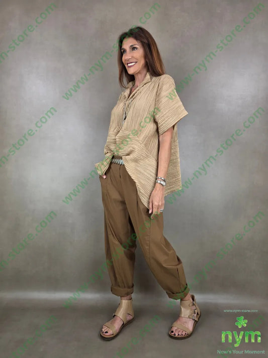 tunica micro plisse collo kaftano 81ly19ny - CAMICIA