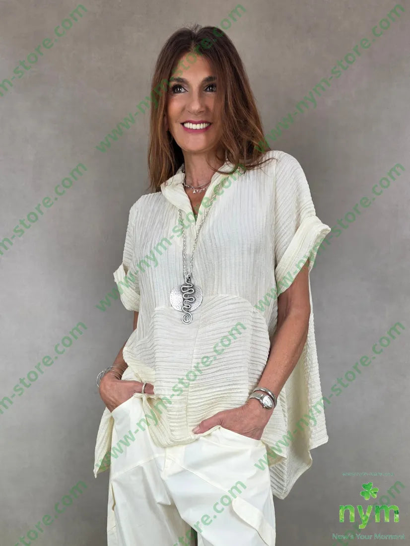 tunica micro plisse collo kaftano 81ly19ny - U / BURRO / PE26 - CAMICIA