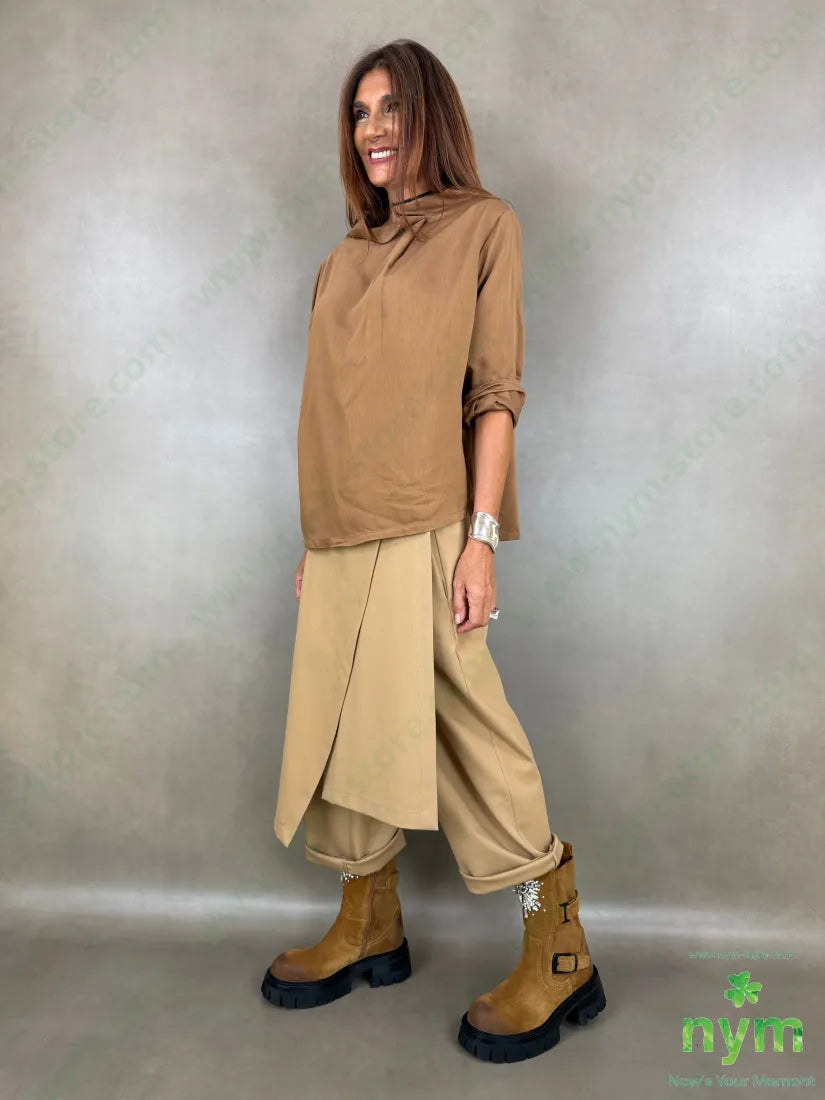 tunica misto lana piega collo 77vi13wo10pl - U / TABACCO / AI26 - CAMICIA