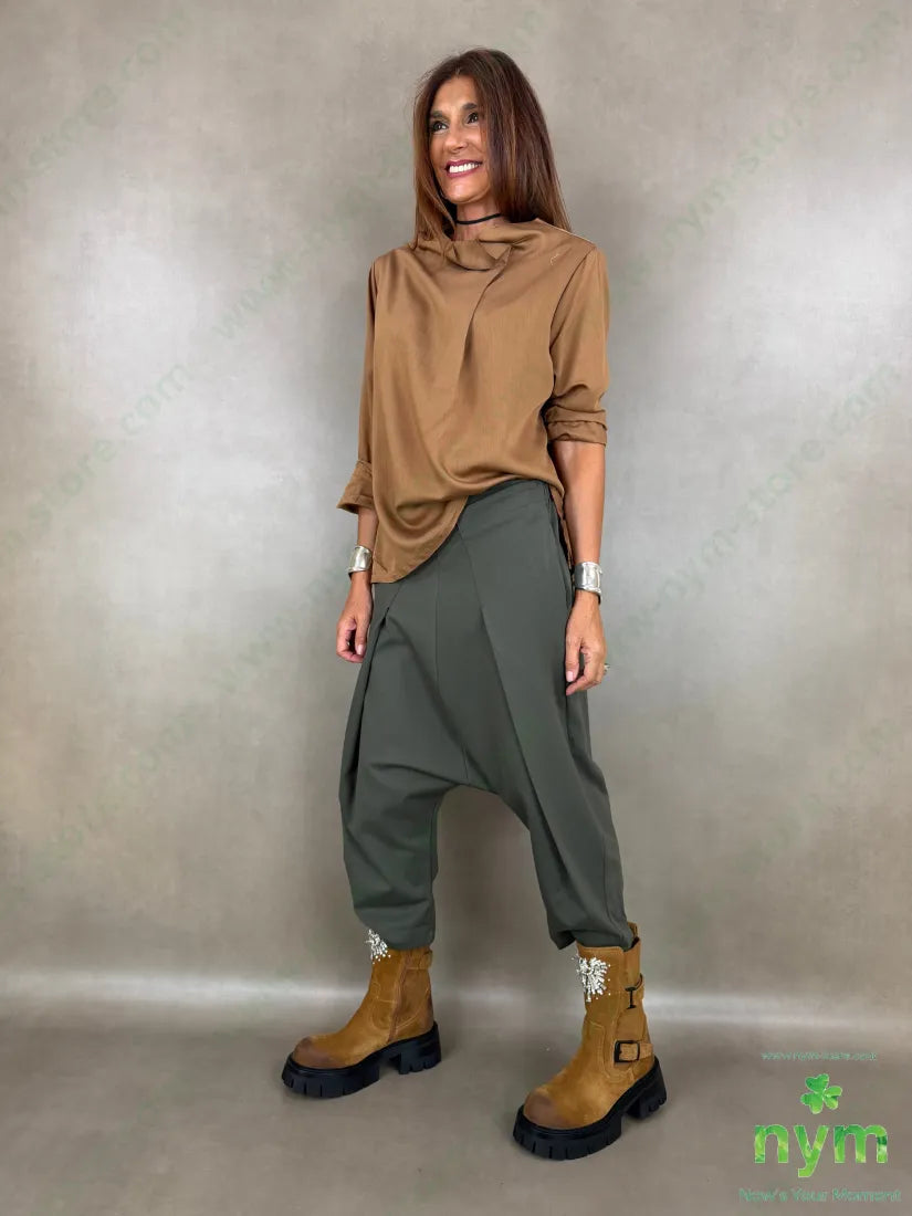 tunica misto lana piega collo 77vi13wo10pl - U / TABACCO / AI26 - CAMICIA
