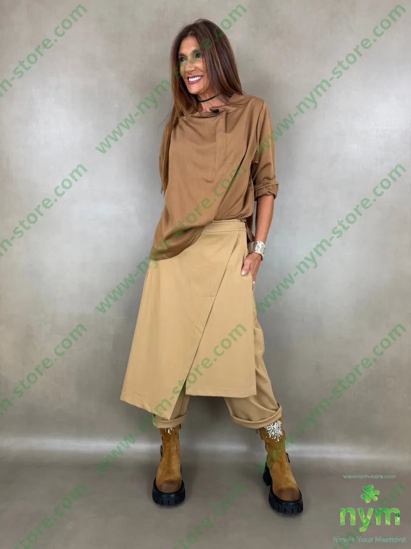 tunica misto lana piega collo 77vi13wo10pl - U / TABACCO / AI26 - CAMICIA