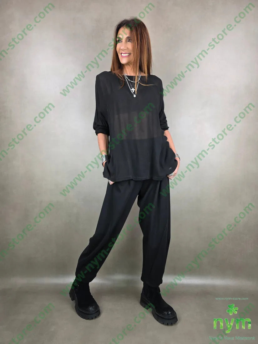 tunica mussola ampia 80vi20wo U / NERO / AI25 CAMICIA