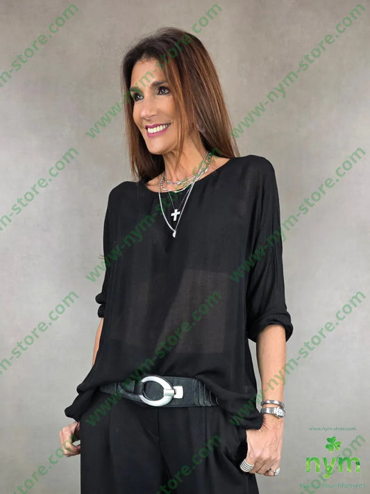 tunica mussola ampia 80vi20wo U / NERO / AI25 CAMICIA