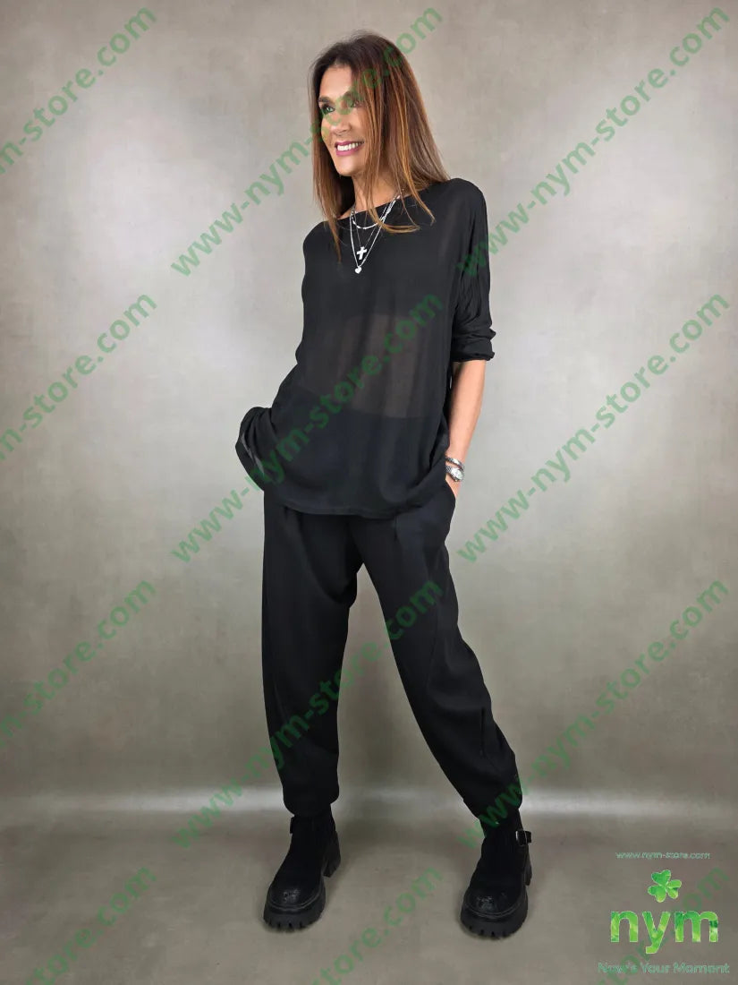 tunica mussola ampia 80vi20wo U / NERO / AI25 CAMICIA