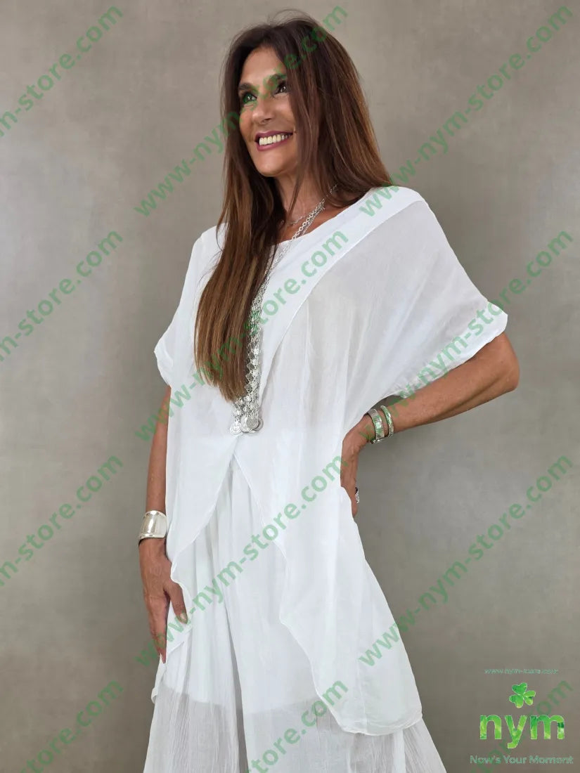 tunica mussola aperta mc 100co - U / BIANCO / PE26 - CAMICIA