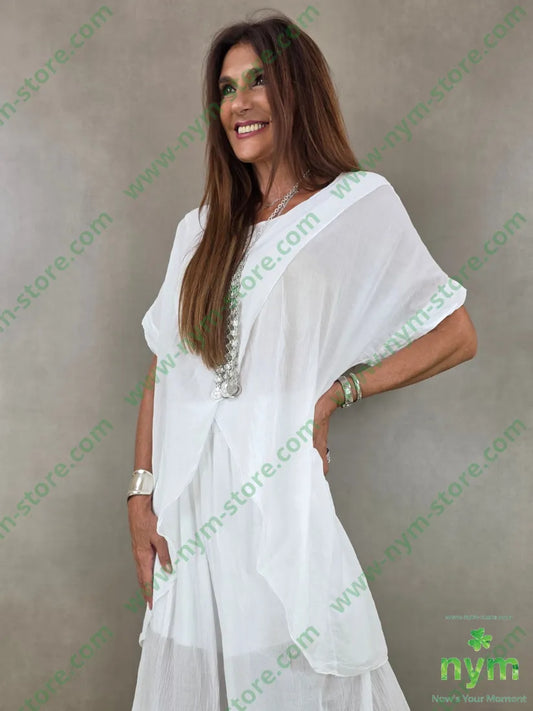 tunica mussola aperta mc 100co - U / BIANCO / PE26 - CAMICIA