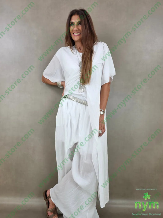 tunica mussola stropicciata aperta 100co - U / BIANCO / PE26 - CAMICIA
