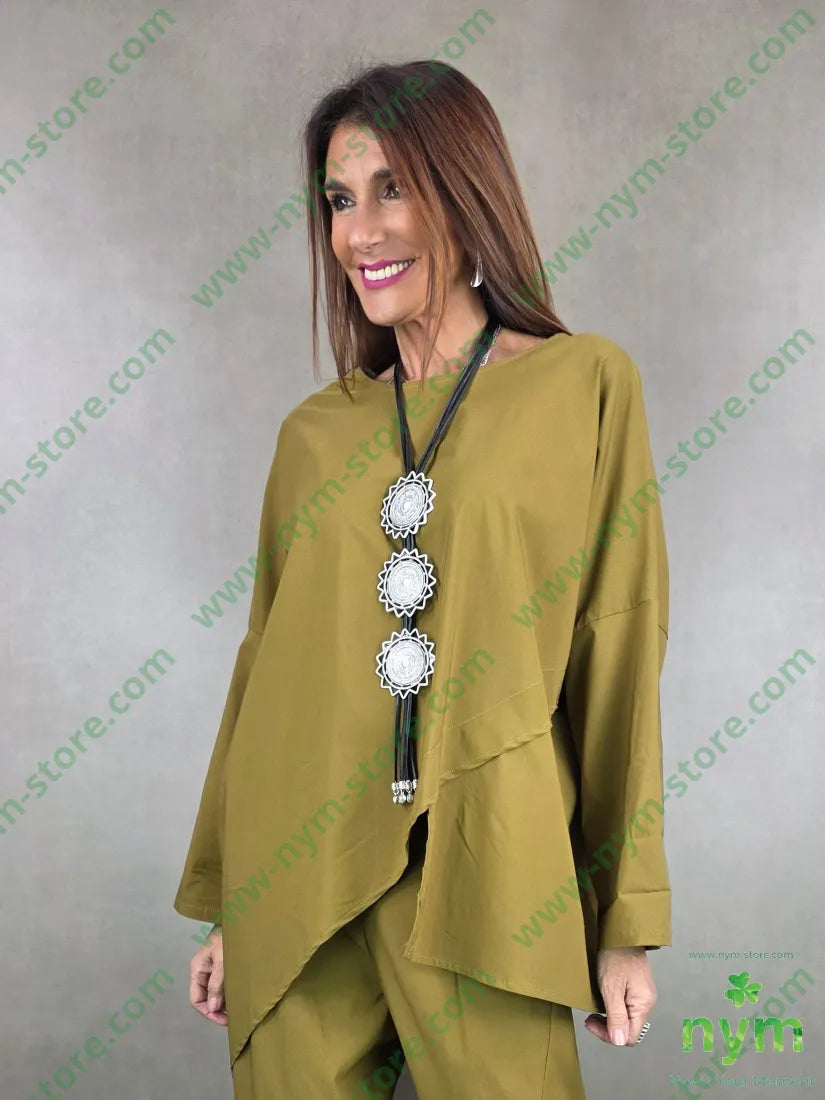 tunica over tessuto bengalina 79vi19ny2ea U / OLIO / PE26 CAMICIA