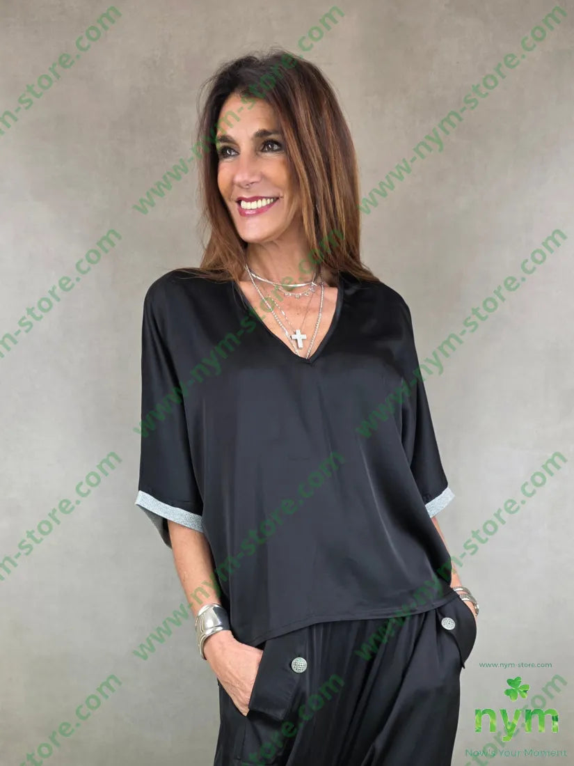 tunica polsino lurex 96vi4ea U / NERO / PE26 CAMICIA