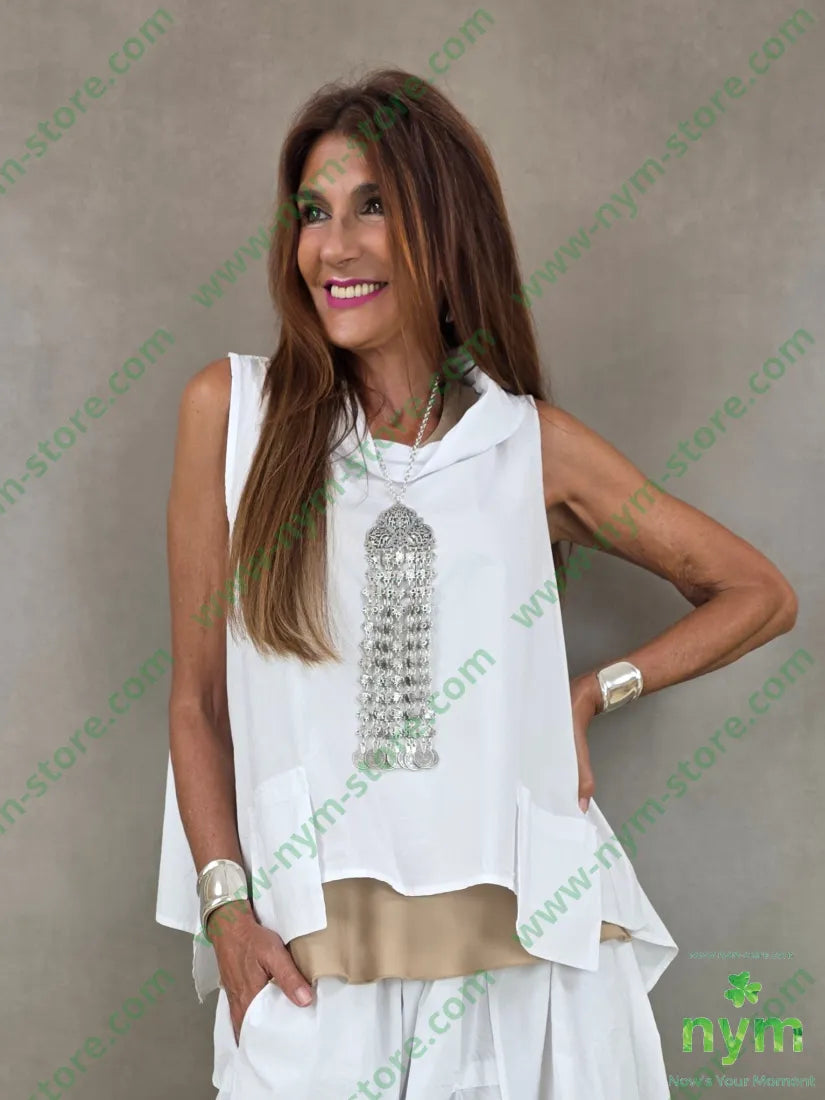 tunica puro cotone stropicciata tasche sbalzo 100co - U / BIANCO / PE26 - CAMICIA