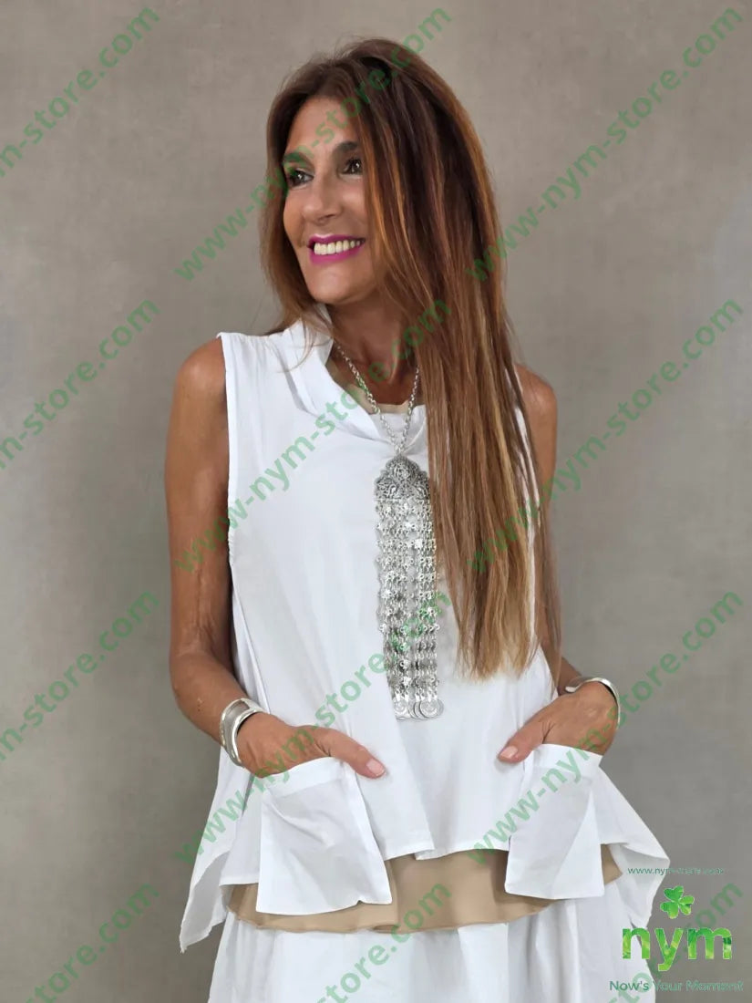 tunica puro cotone stropicciata tasche sbalzo 100co - U / BIANCO / PE26 - CAMICIA
