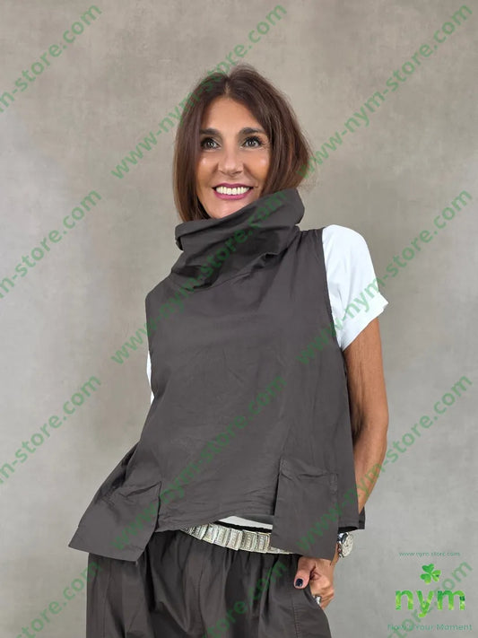 tunica puro cotone stropicciata tasche sbalzo 100co - U / MARRONE / PE26 - CAMICIA